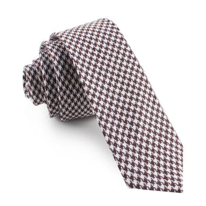 Cappuccino Houndstooth Brown Linen Skinny Tie