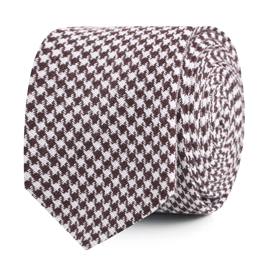 Cappuccino Houndstooth Brown Linen Slim Tie