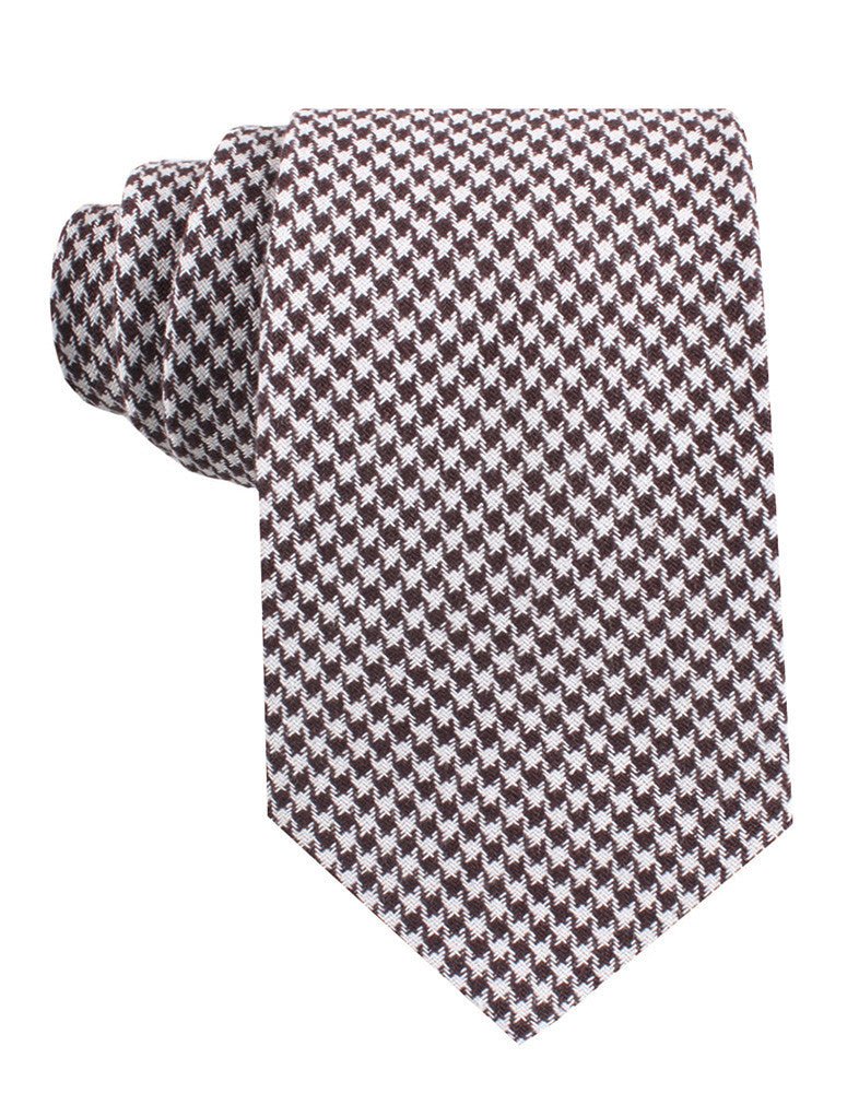 Cappuccino Houndstooth Brown Linen Tie