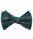 Caribbean Royal Green Flamingo Self Tied Bow Tie