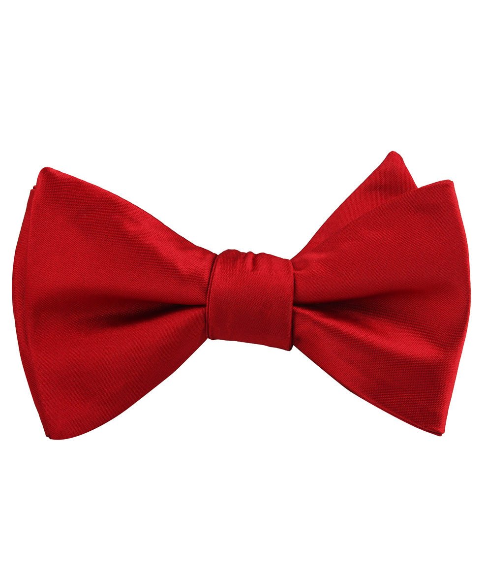 Carmine Red Satin Self Tied Bow Tie