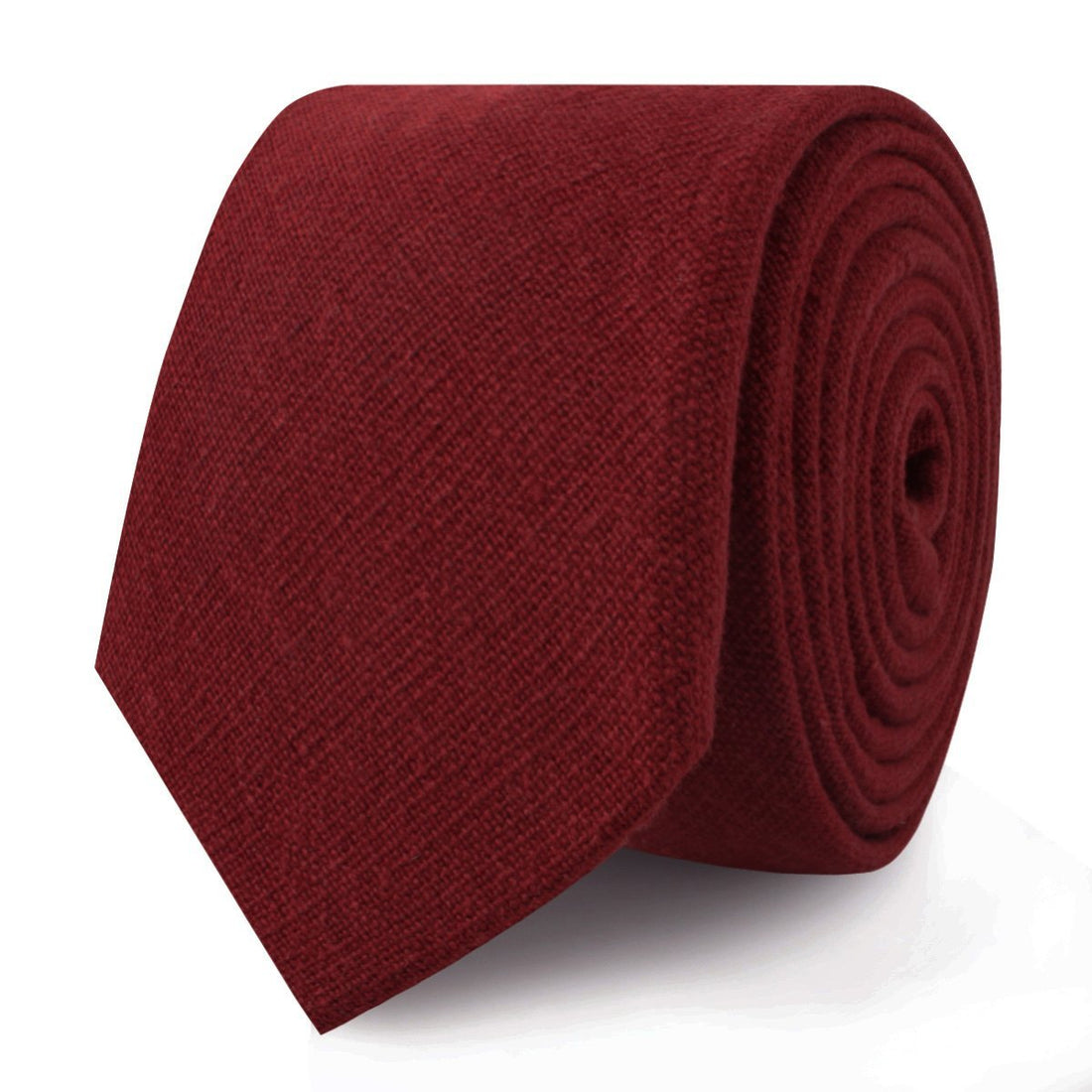 Carmine Burgundy Linen Skinny Ties