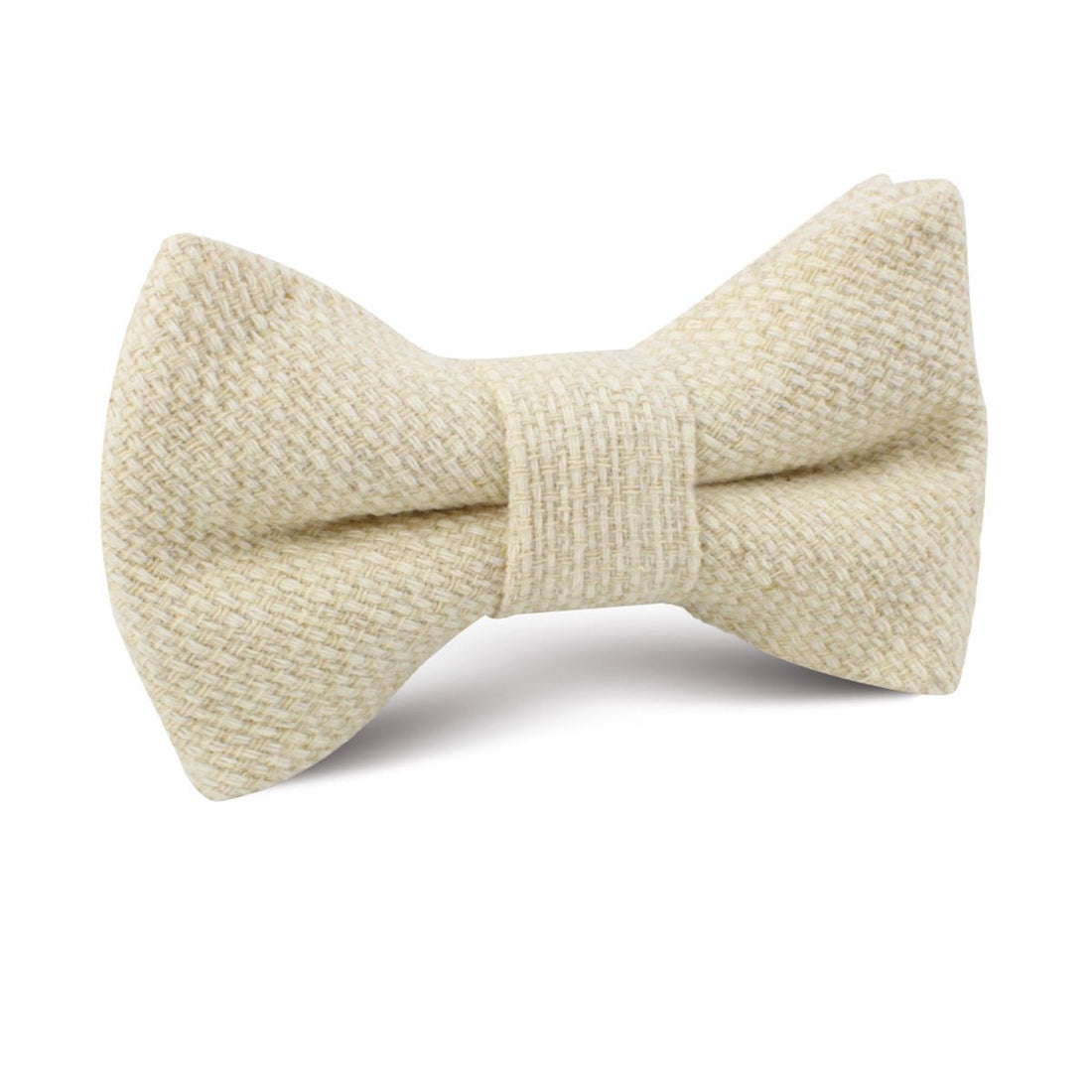 Champagne Basket Weave Linen Kids Bow Tie