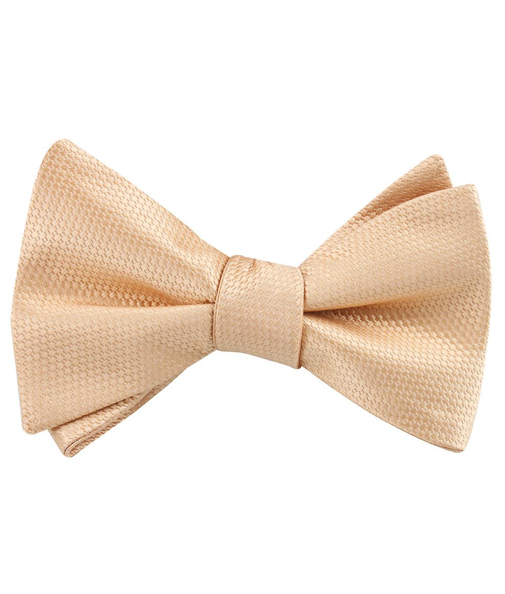 Champagne Gold Basket Weave Self Tied Bow Tie