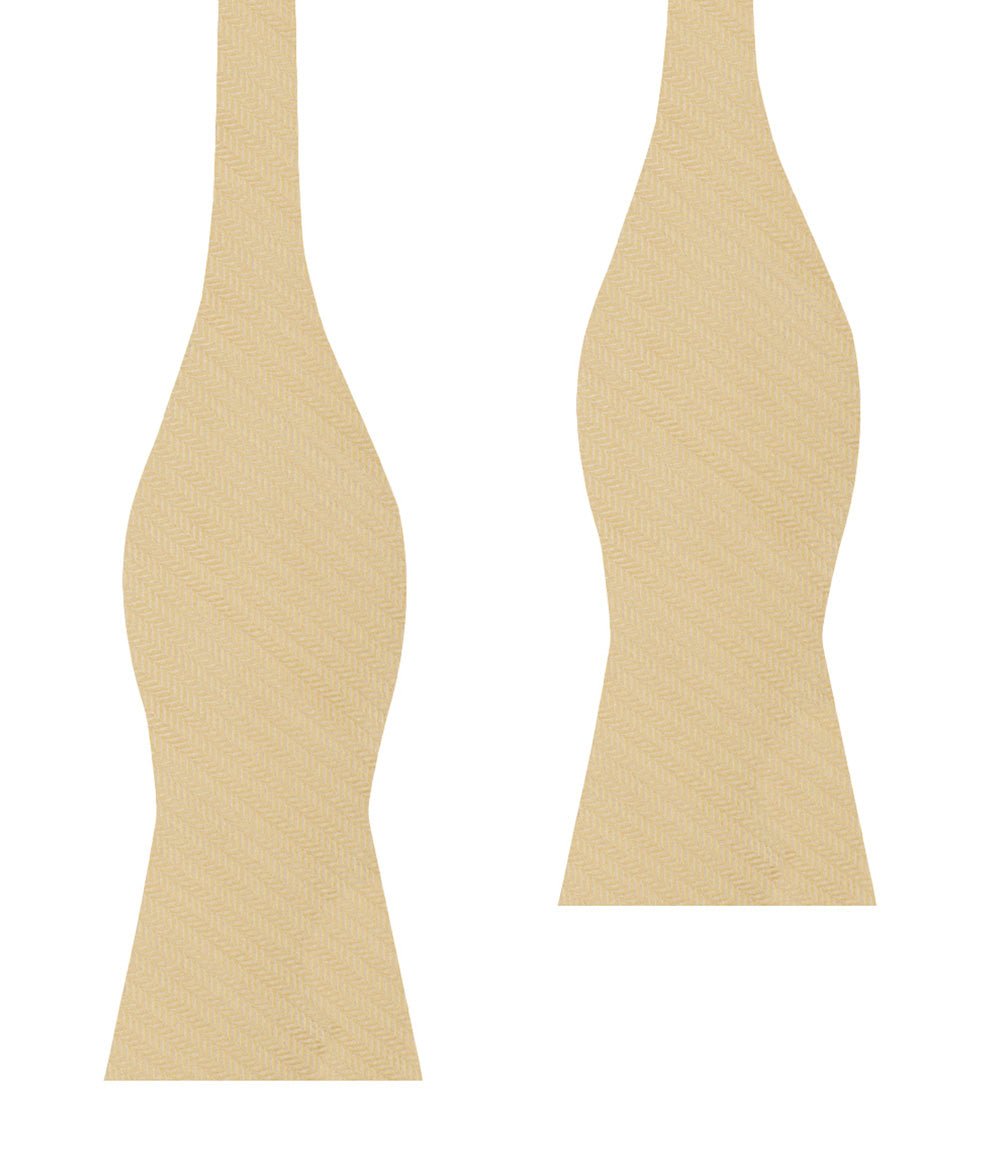 Champagne Gold Herringbone Chevron Self Bow Tie