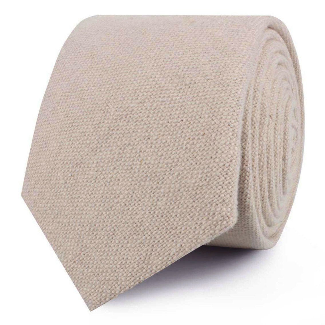 Champagne Beige Linen Skinny Ties