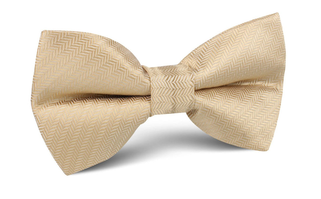 Champagne Gold Herringbone Chevron Bow Tie