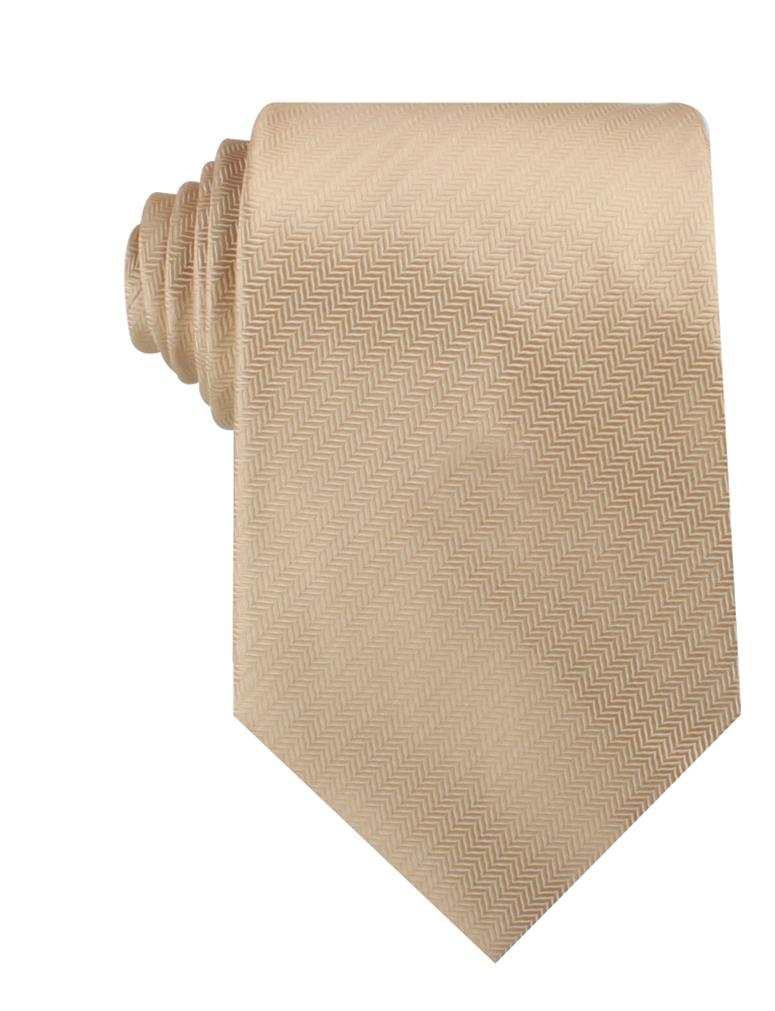 Champagne Gold Herringbone Chevron Necktie