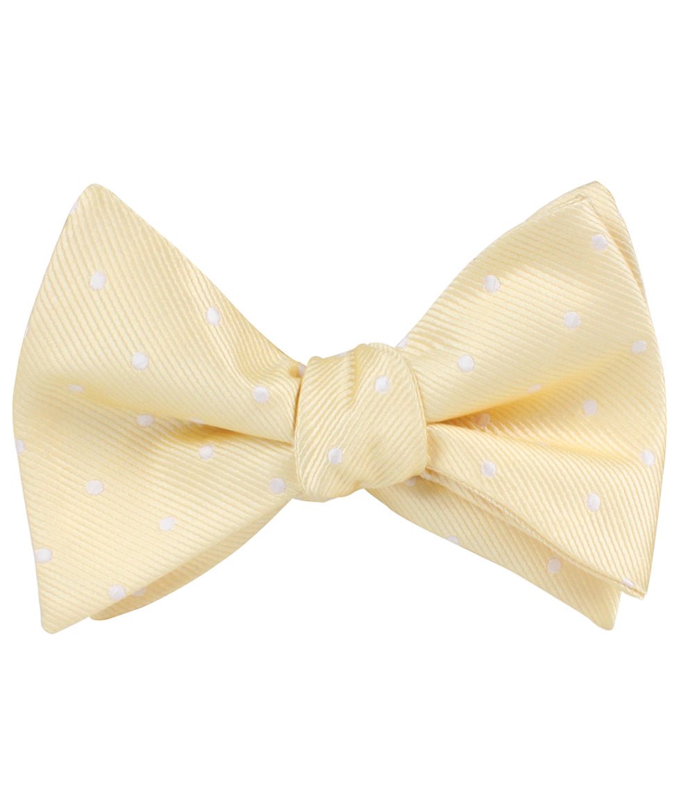 Champagne Polka Dot Self Tie Bow Tie