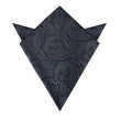 Charcoal Grey Paisley Pocket Square