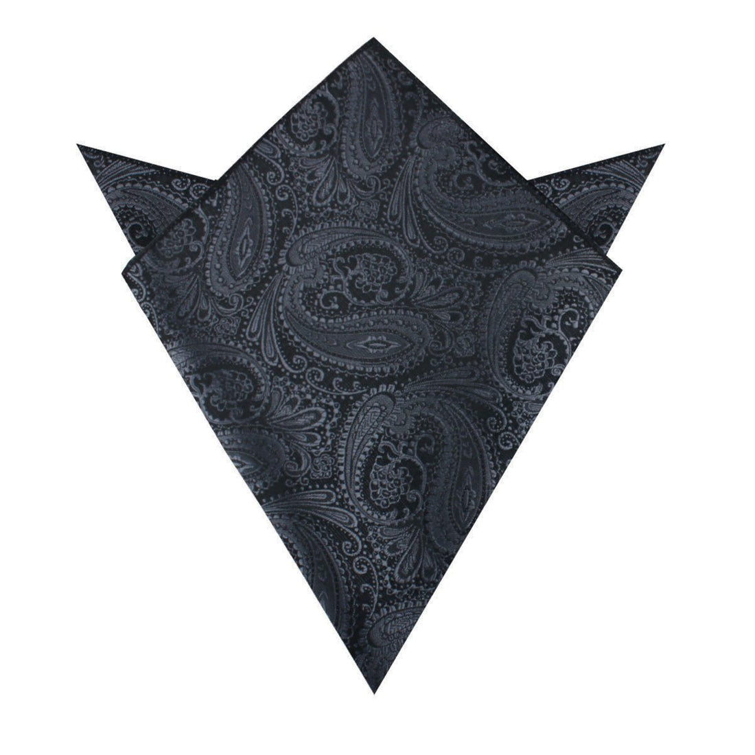 Charcoal Grey Paisley Pocket Square