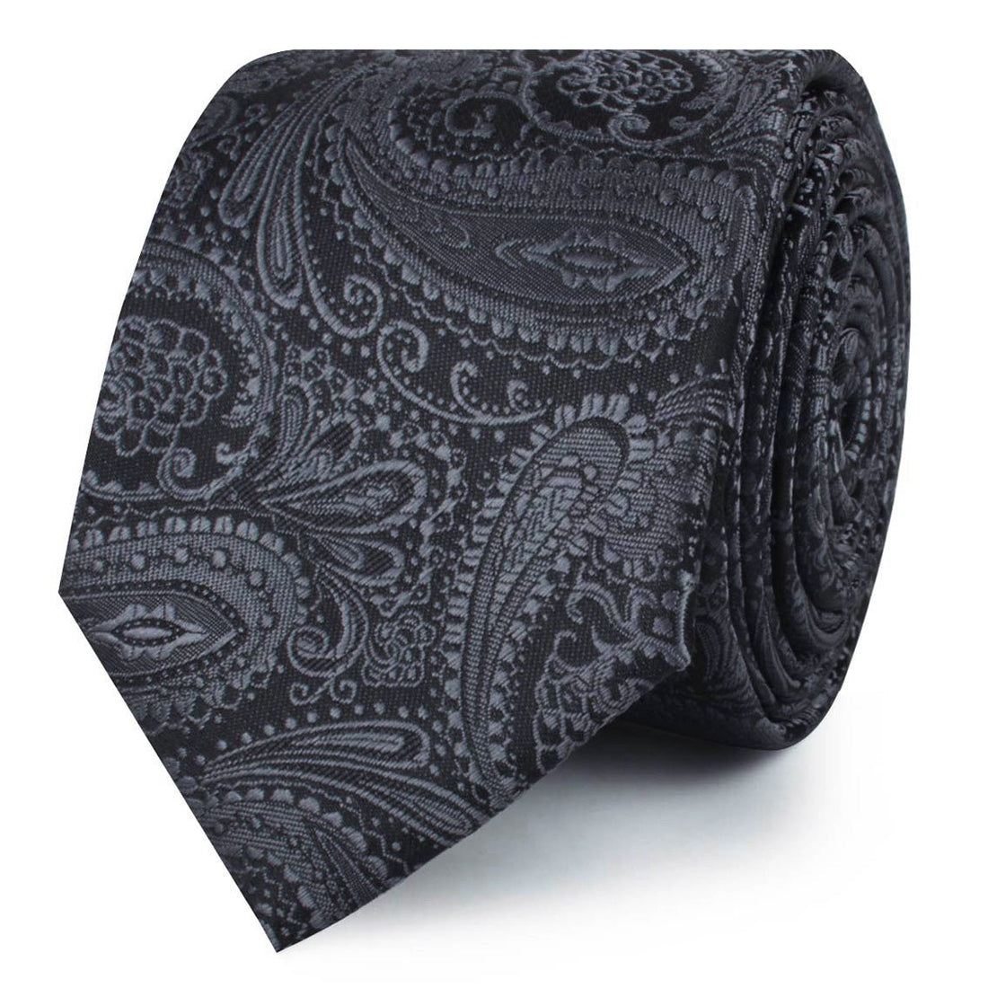 Charcoal Grey Paisley Skinny Ties