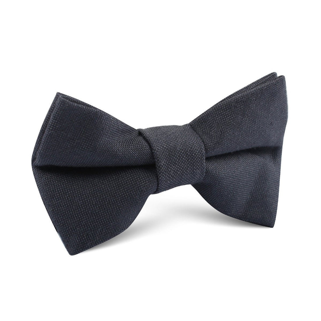 Charcoal Grey Slub Linen Kids Bow Tie