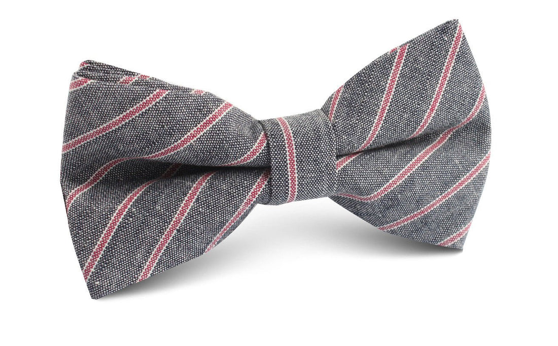 Cherry Red Pinstripe Bow Tie