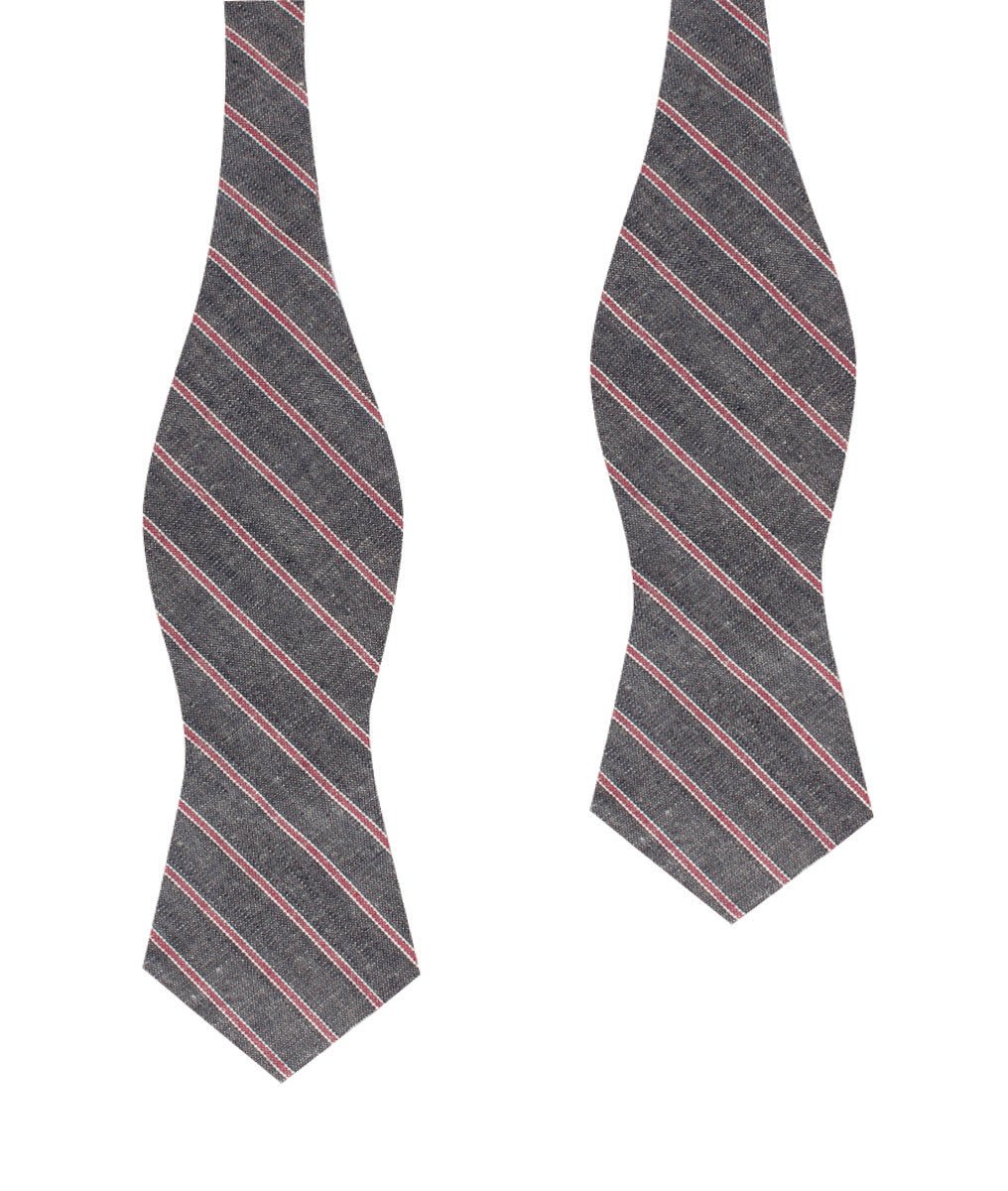 Cherry Red Pinstripe Diamond Self Bow Tie