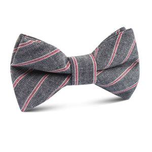 Cherry Red Pinstripe Kids Bow Tie