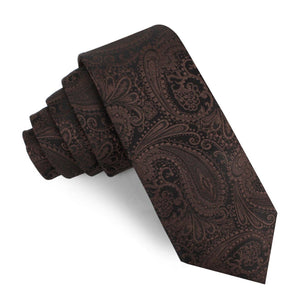 Cinnamon Brown Paisley Skinny Tie