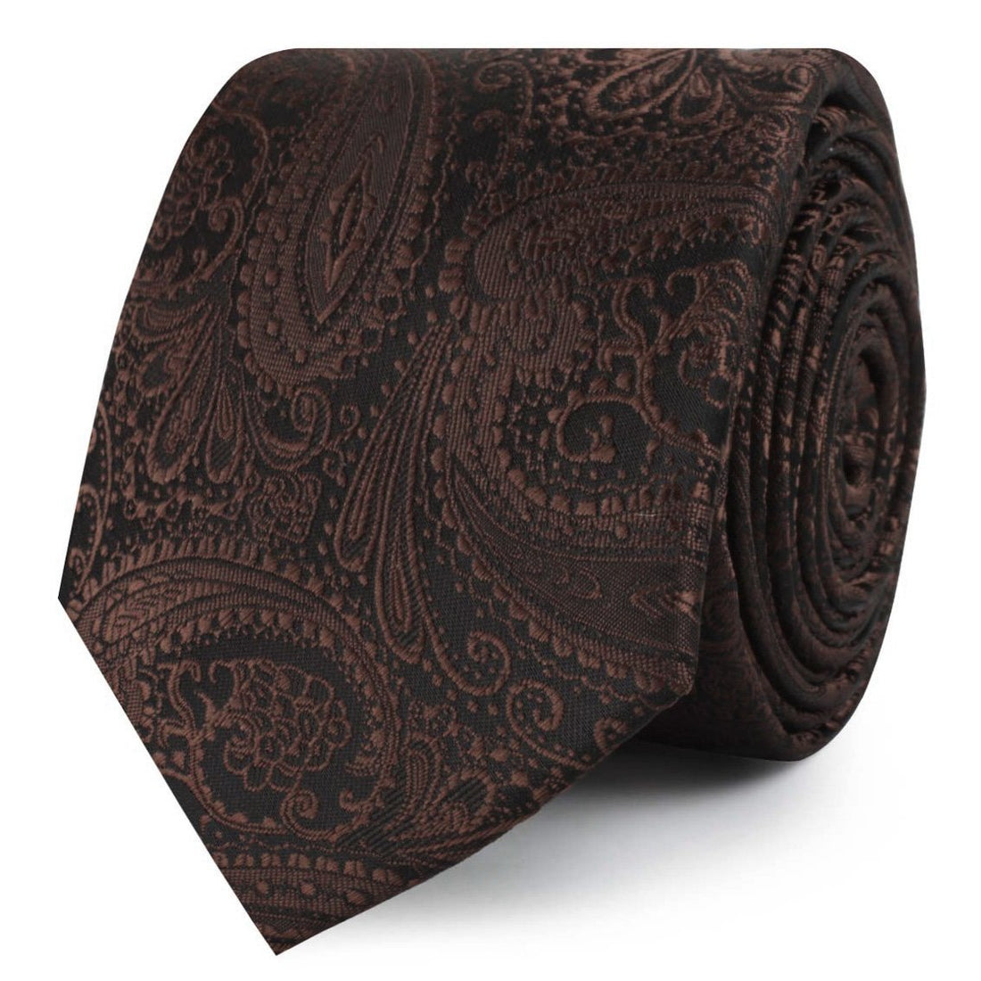 Cinnamon Brown Paisley Skinny Ties