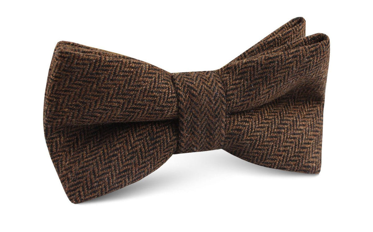 Cinnamon Herringbone Bow Tie