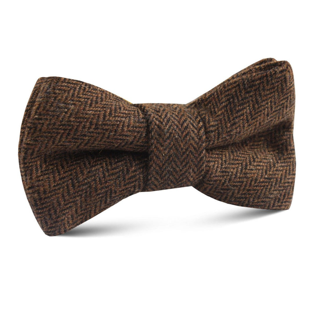 Cinnamon Herringbone Kids Bow Tie