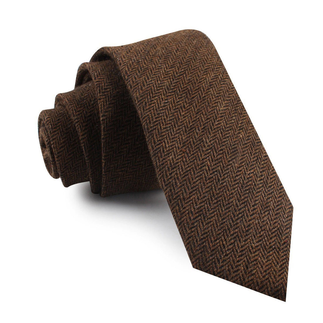 Cinnamon Herringbone Skinny Tie