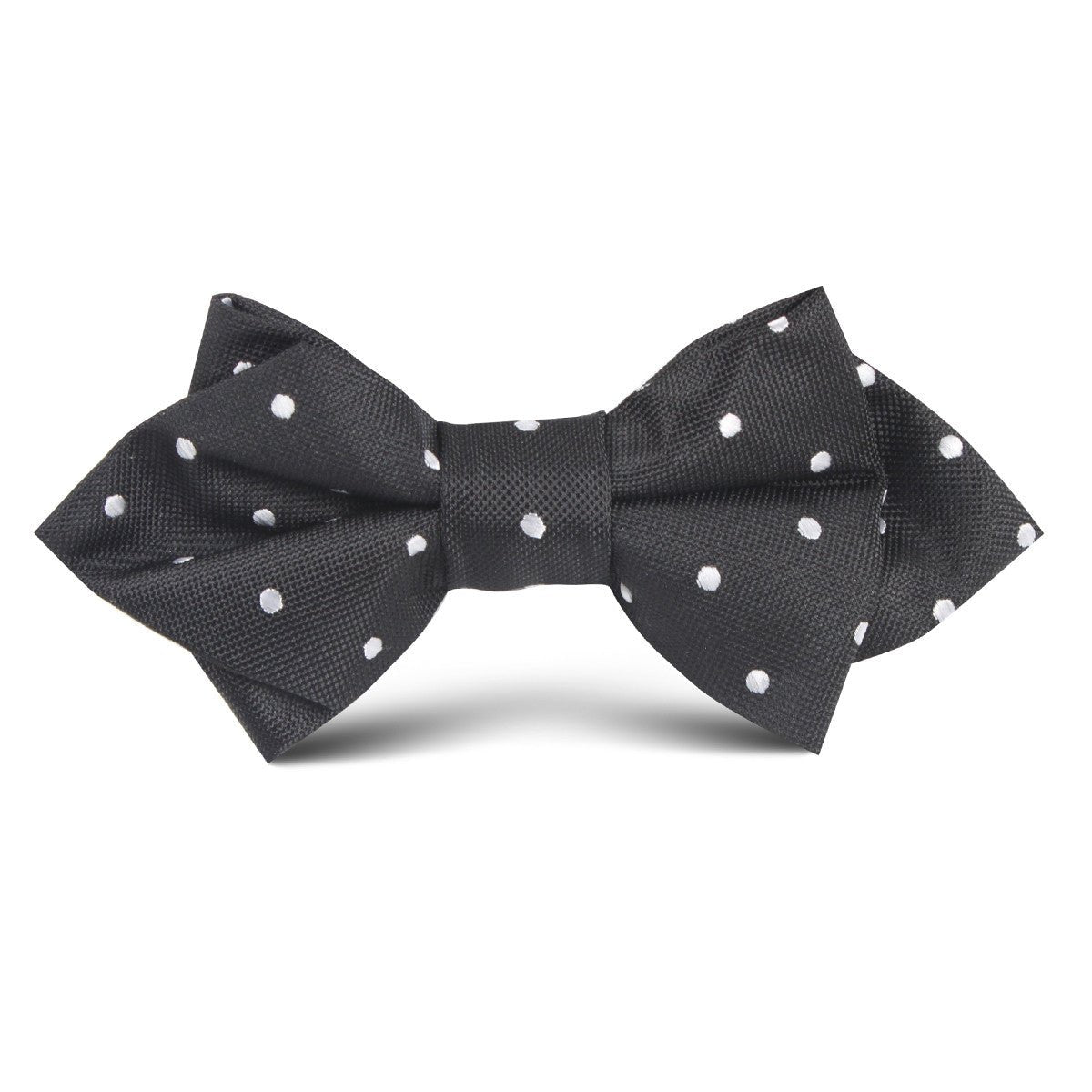 Coal Black Polkadot Kids Diamond Bow Tie