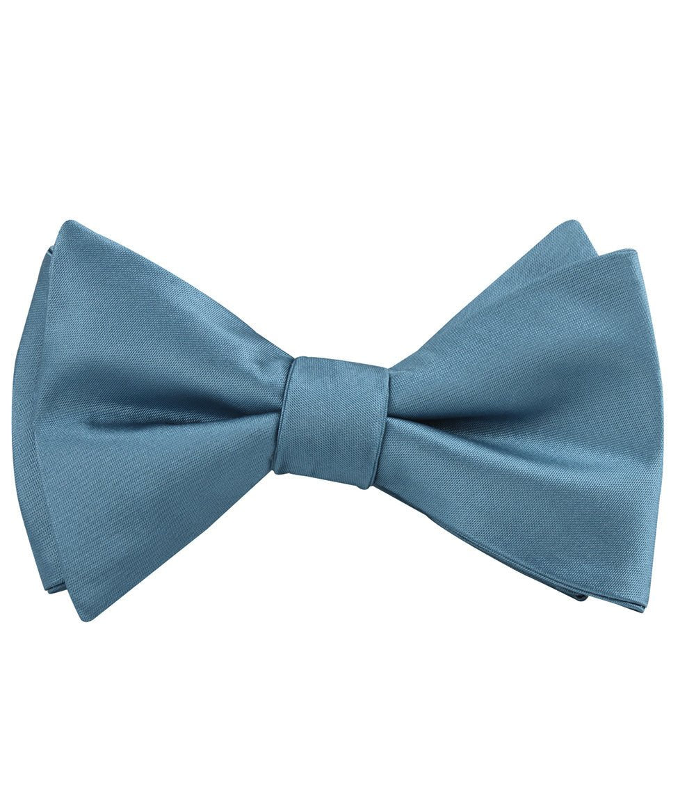 Coastal Blue Satin Self Tied Bow Tie