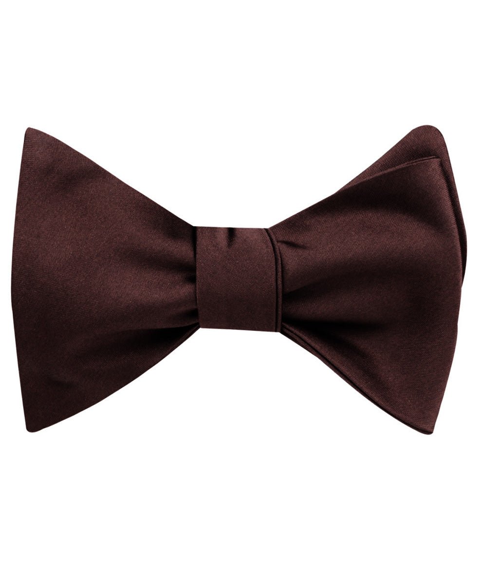 Cocoa Brown Satin Self Tie Bow Tie