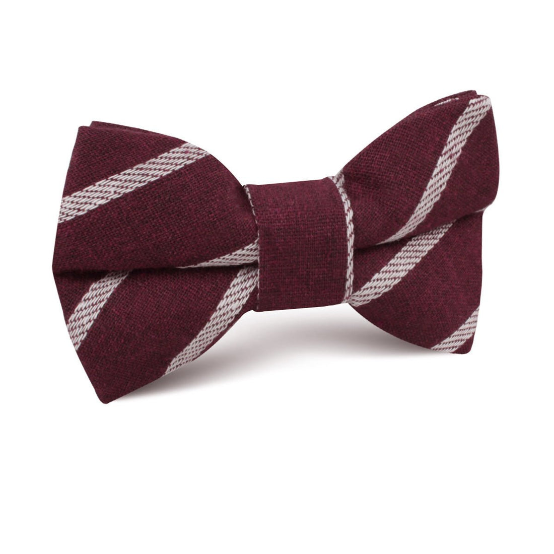 Columbus Burnt Burgundy Stripe Linen Kids Bow Tie