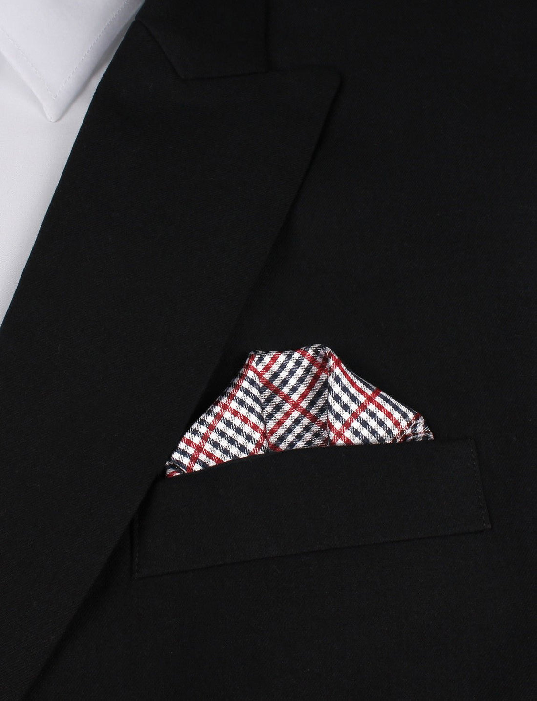 Crimson Gingham Winged Puff Pocket Square Fold