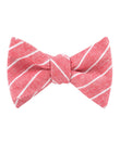 Crimson Red Linen Pinstripe Self Tied Bowtie