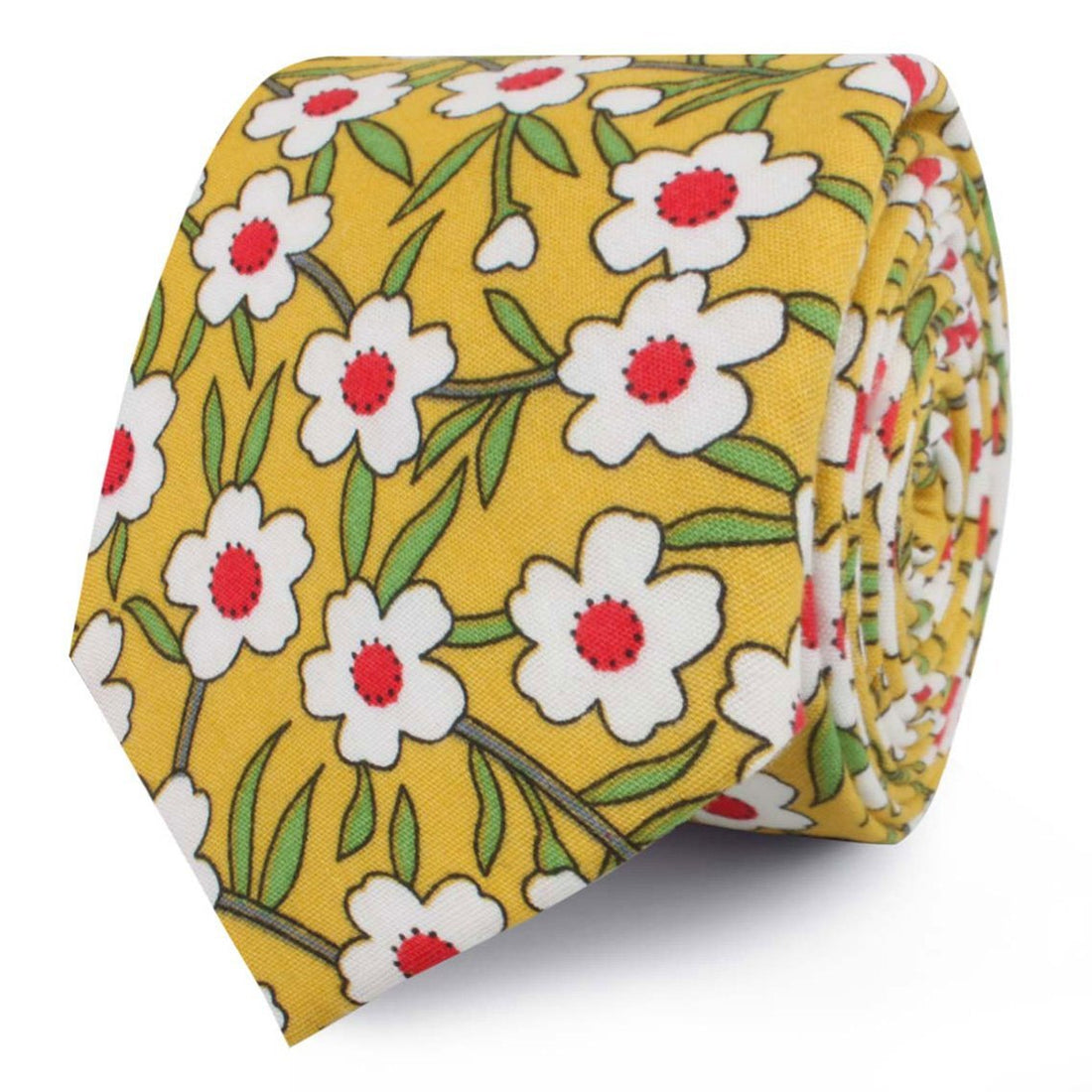 Cuban Marigold Floral Skinny Ties