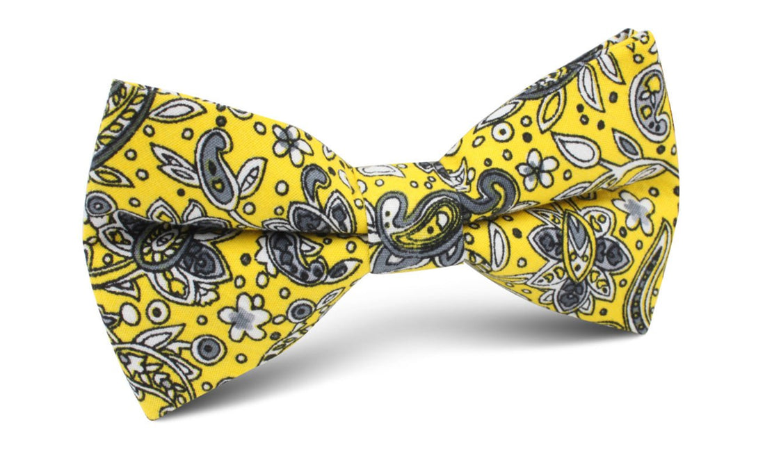 Cyrus Yellow Paisley Bow Tie