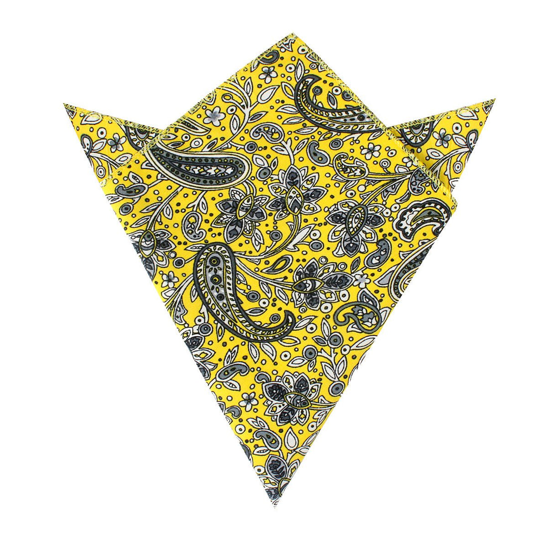 Cyrus Yellow Paisley Pocket Square