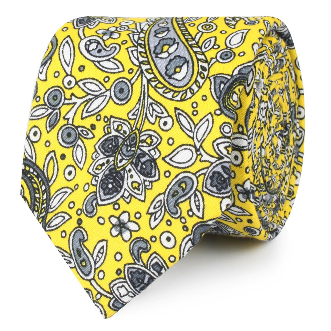 Cyrus Yellow Paisley Skinny Ties