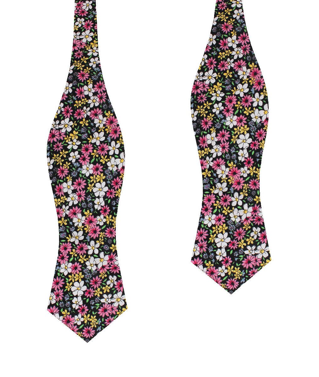 Daffodil Floral Diamond Self Bow Tie