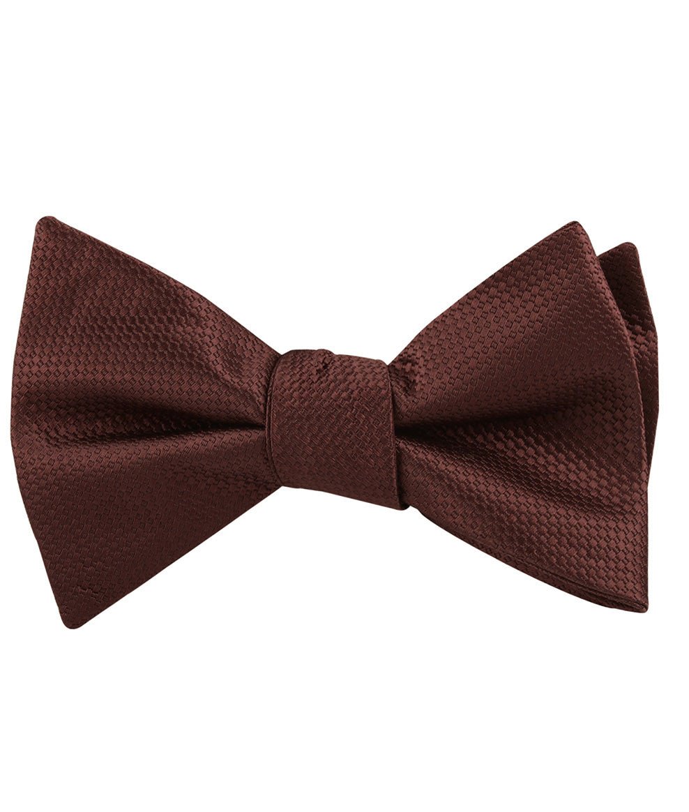 Dark Brown Basket Weave Self Tied Bow Tie