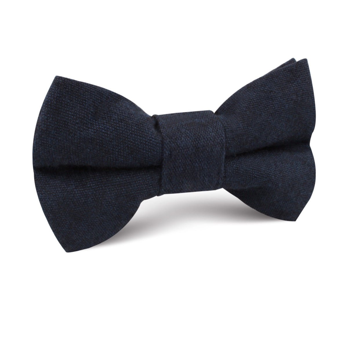 Dark Midnight Blue Linen Kids Bow Tie