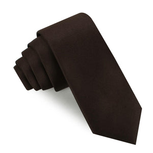 Dark Brown Truffle Satin Skinny Tie