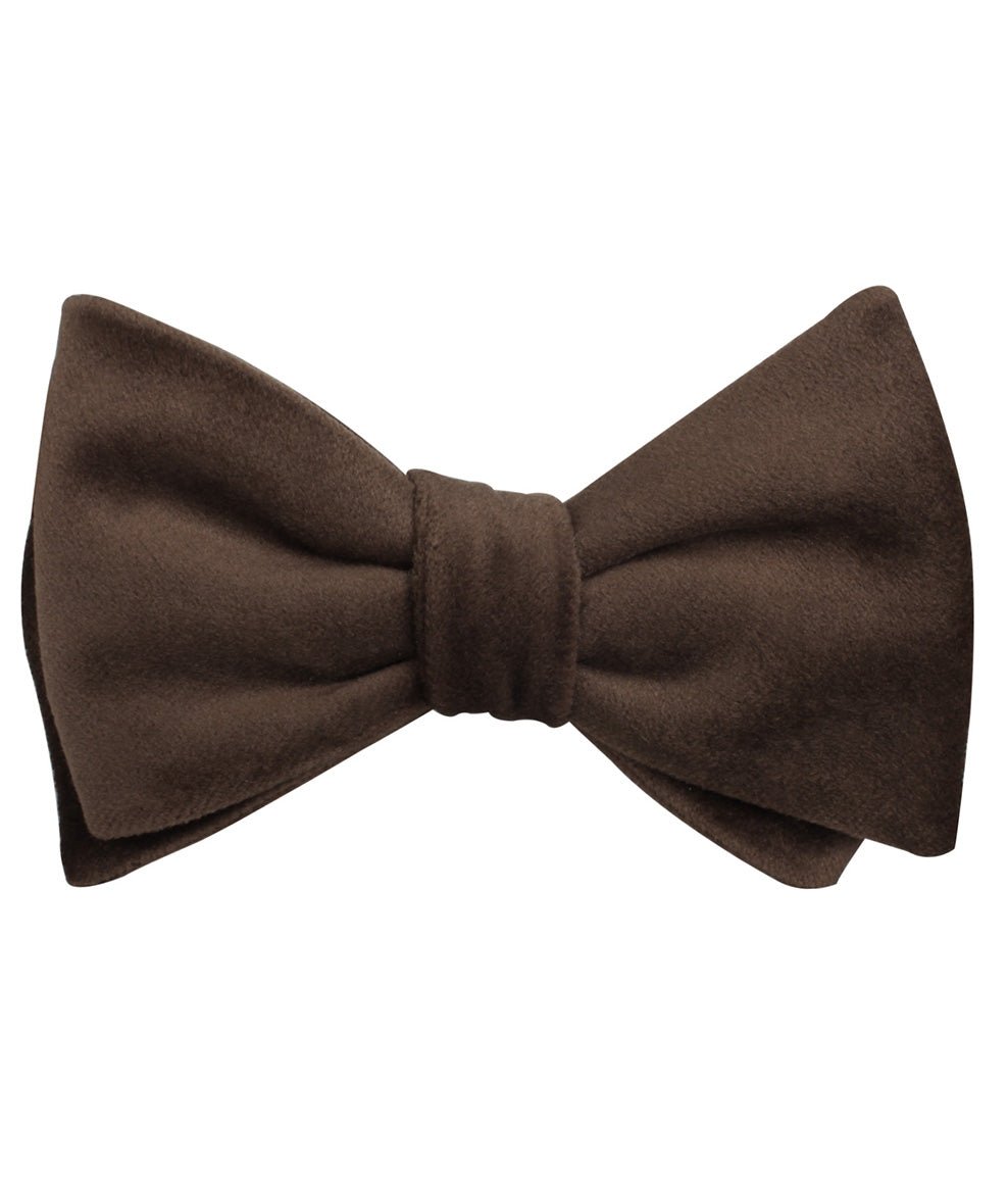 Dark Brown Velvet Self Tied Bow Tie