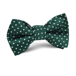 Dark Green Mini Polka Dots Kids Bow Tie