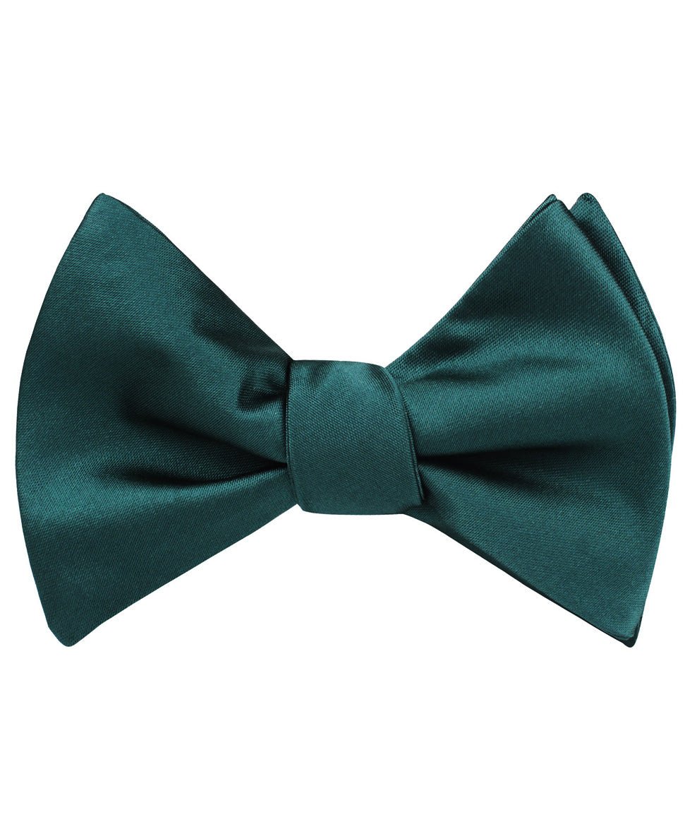 Dark Green Satin Self Tie Bow Tie