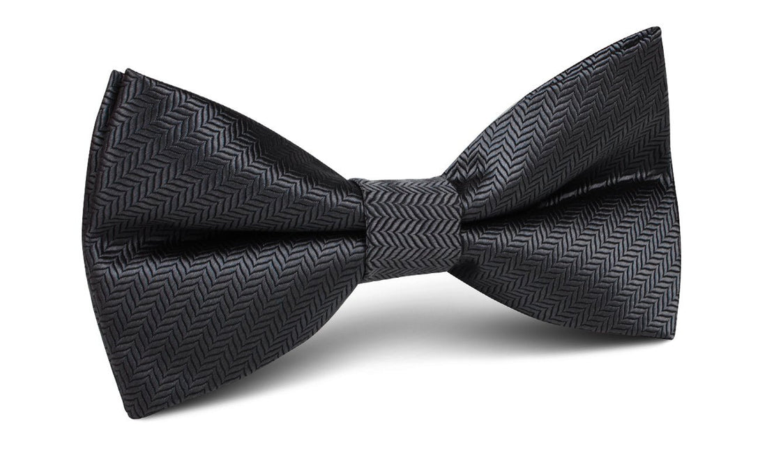 Dark Grey Herringbone Bow Tie