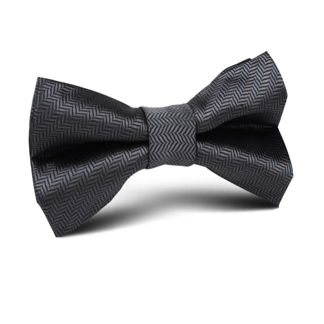 Dark Grey Herringbone Kids Bow Tie