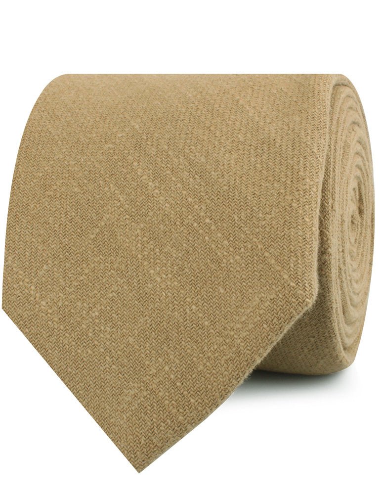 Dark Khaki Tan Linen Neckties