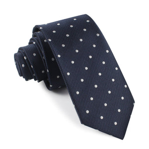 Dark Midnight Blue with White Polka Dots Skinny Tie