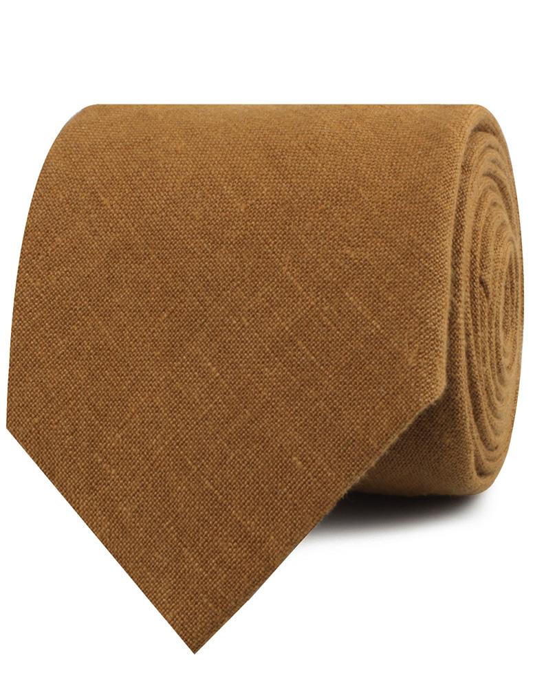 Dark Mustard Brown Linen Neckties