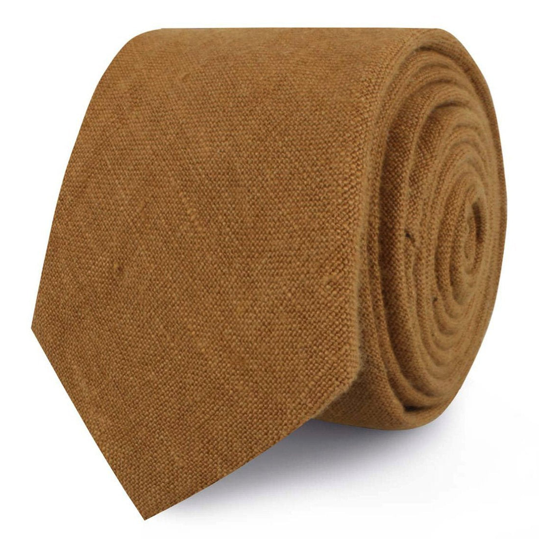 Dark Mustard Brown Linen Skinny Ties