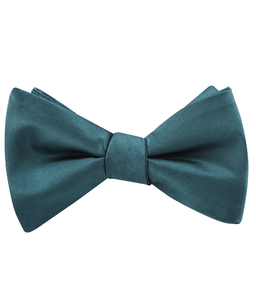 Deep Jade Satin Self Tied Bow Tie