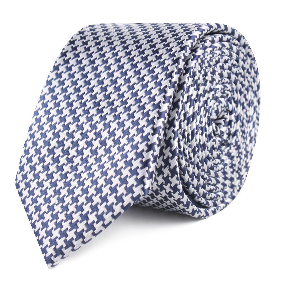 Deep Blue Houndstooth Slim Tie